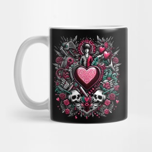 Gothic Romance: A Heart of Skulls and Roses Mug